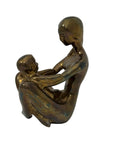 Vintage Brass Mother and Child Sculpture – Mid-Century Modern Family Figurine