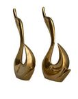 Vintage Modernist Brass Swan Pair – Sculptural Mid-Century Elegance