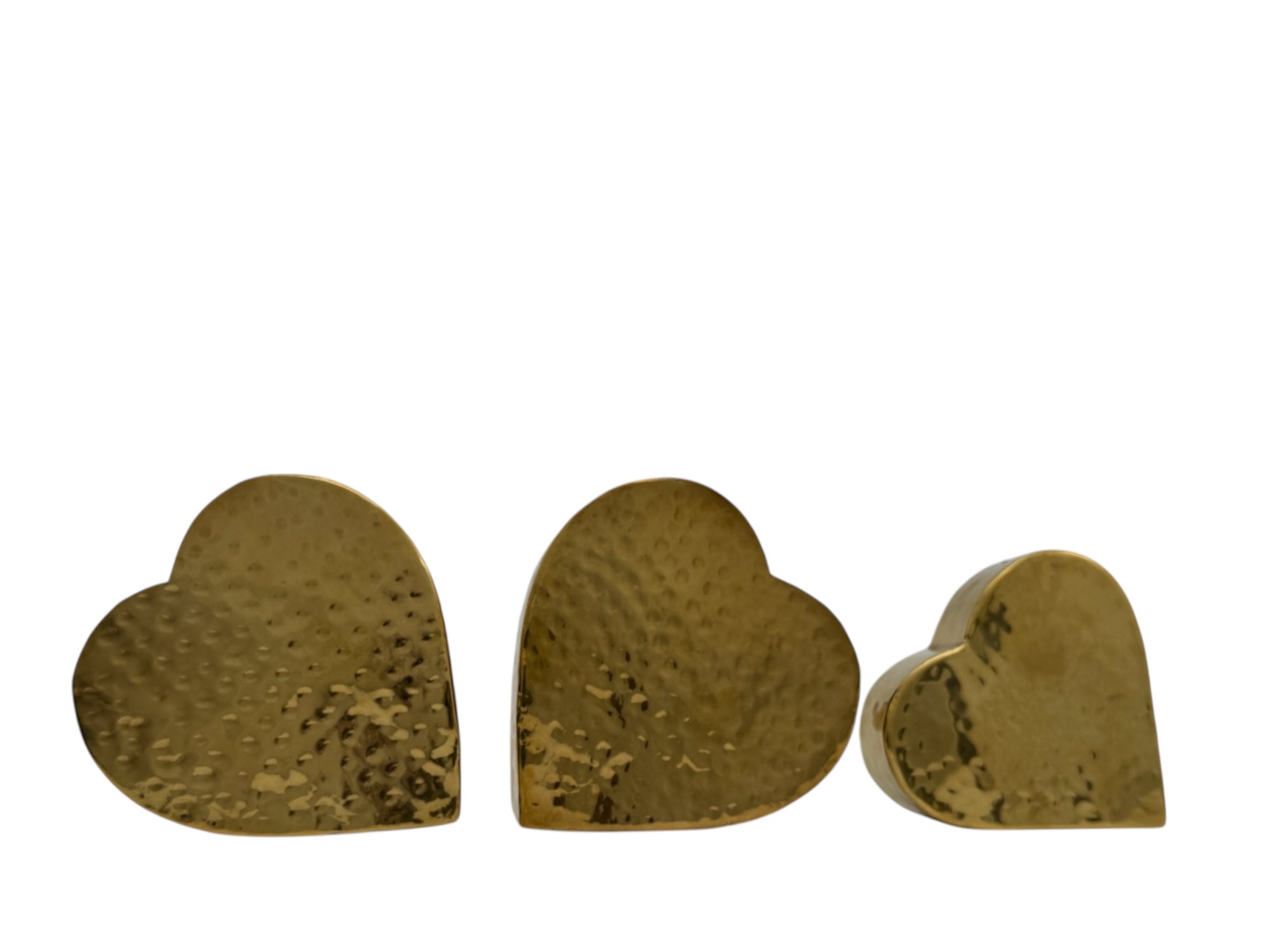 Vintage Brass Hammered Heart Shaped Vases/Planters- A Set of Three by Hosley