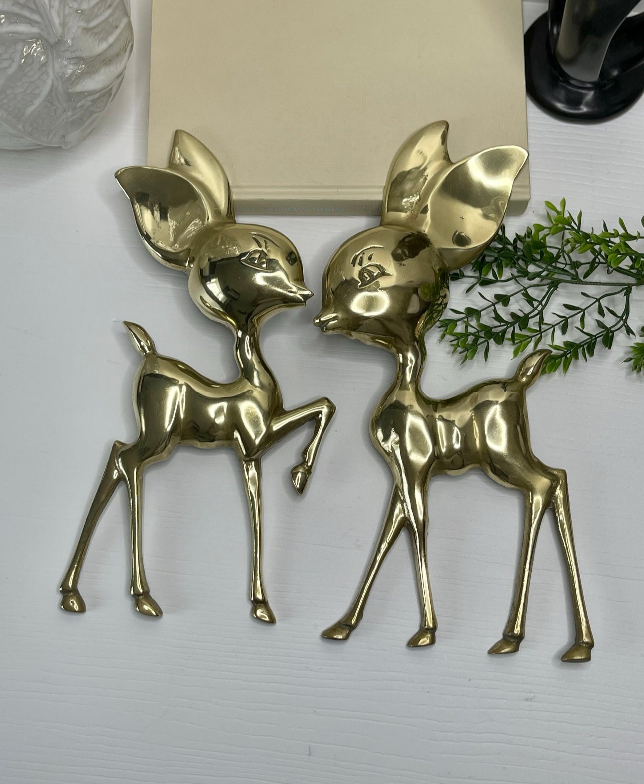 Vintage Brass Deer Wall Decor- A Pair