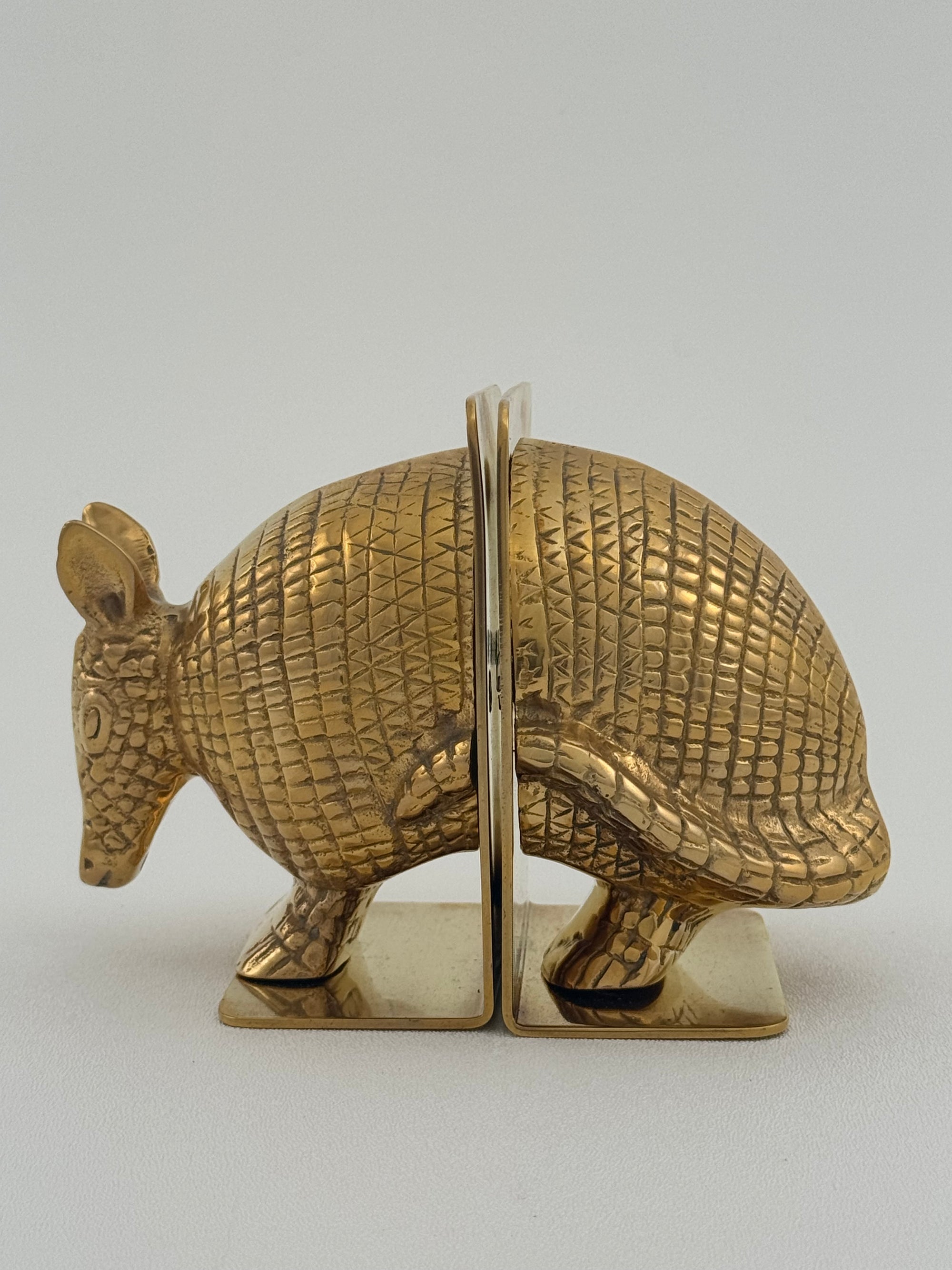 Vintage Brass Armadillo Bookends-A Pair