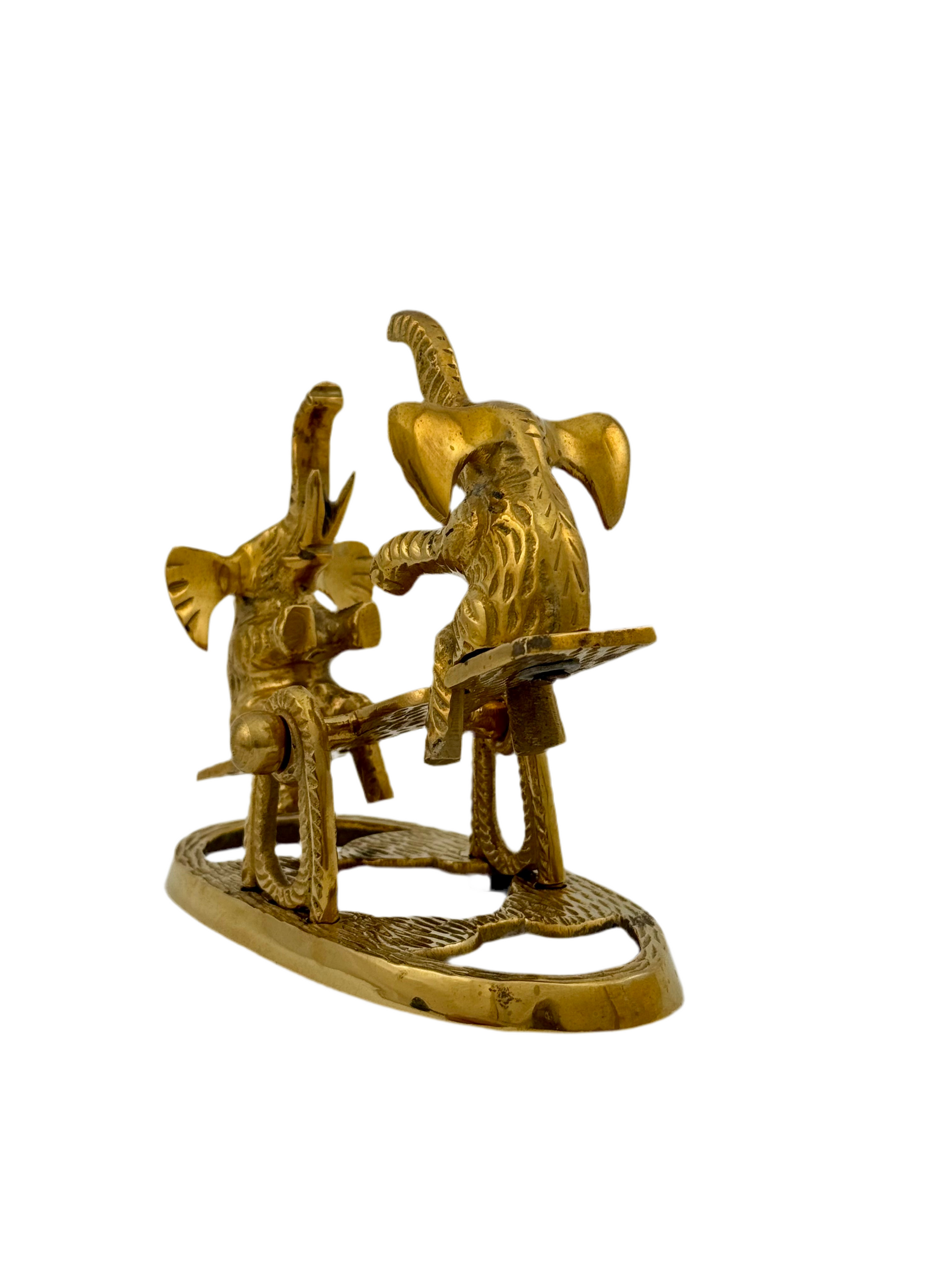 Vintage Brass Elephants on Teeter Totter-Baby Nursery Decor