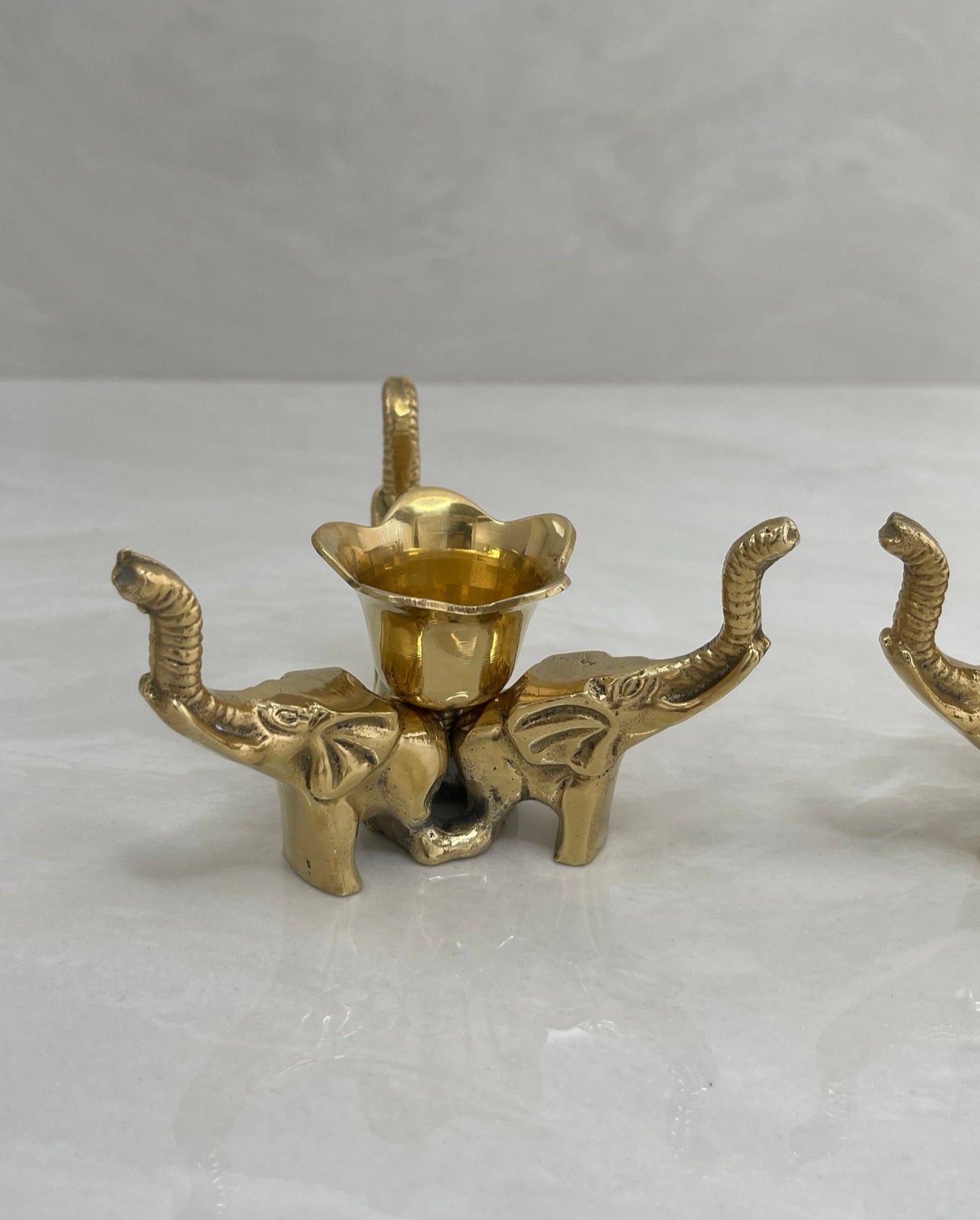 Vintage Brass Elephant Candleholders-A Pair