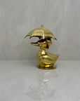 Vintage Brass Duck Under Umbrella