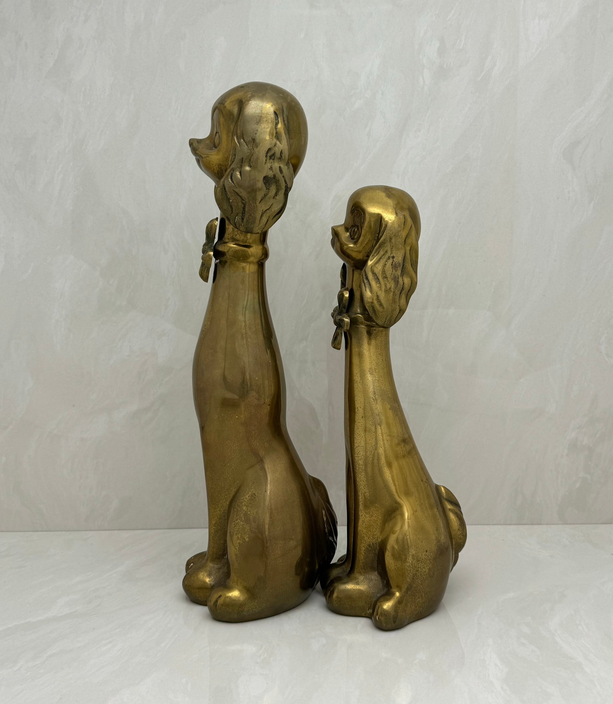 Large Vintage Brass Puppy Duo-A Pair