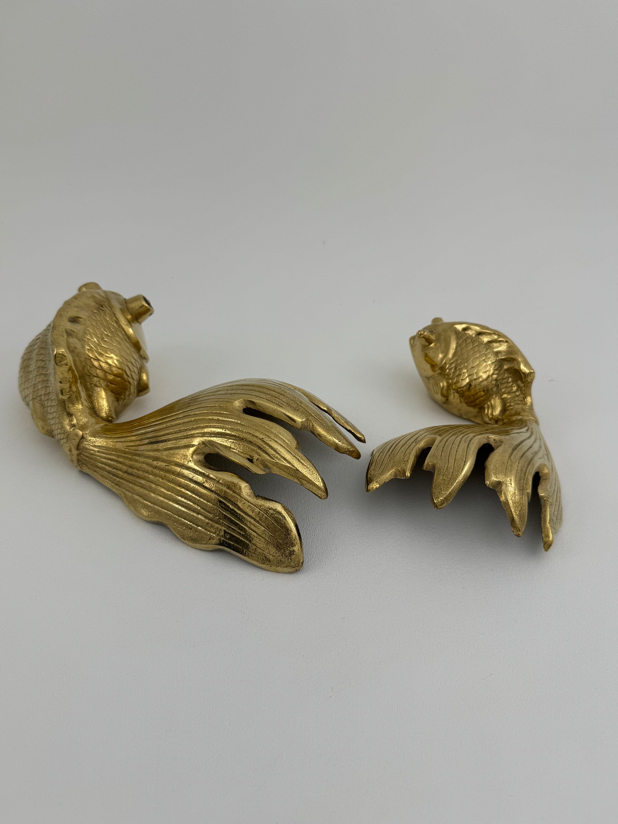 Large Vintage Fancy Tail Large Eyed Brass Fish- A Pair