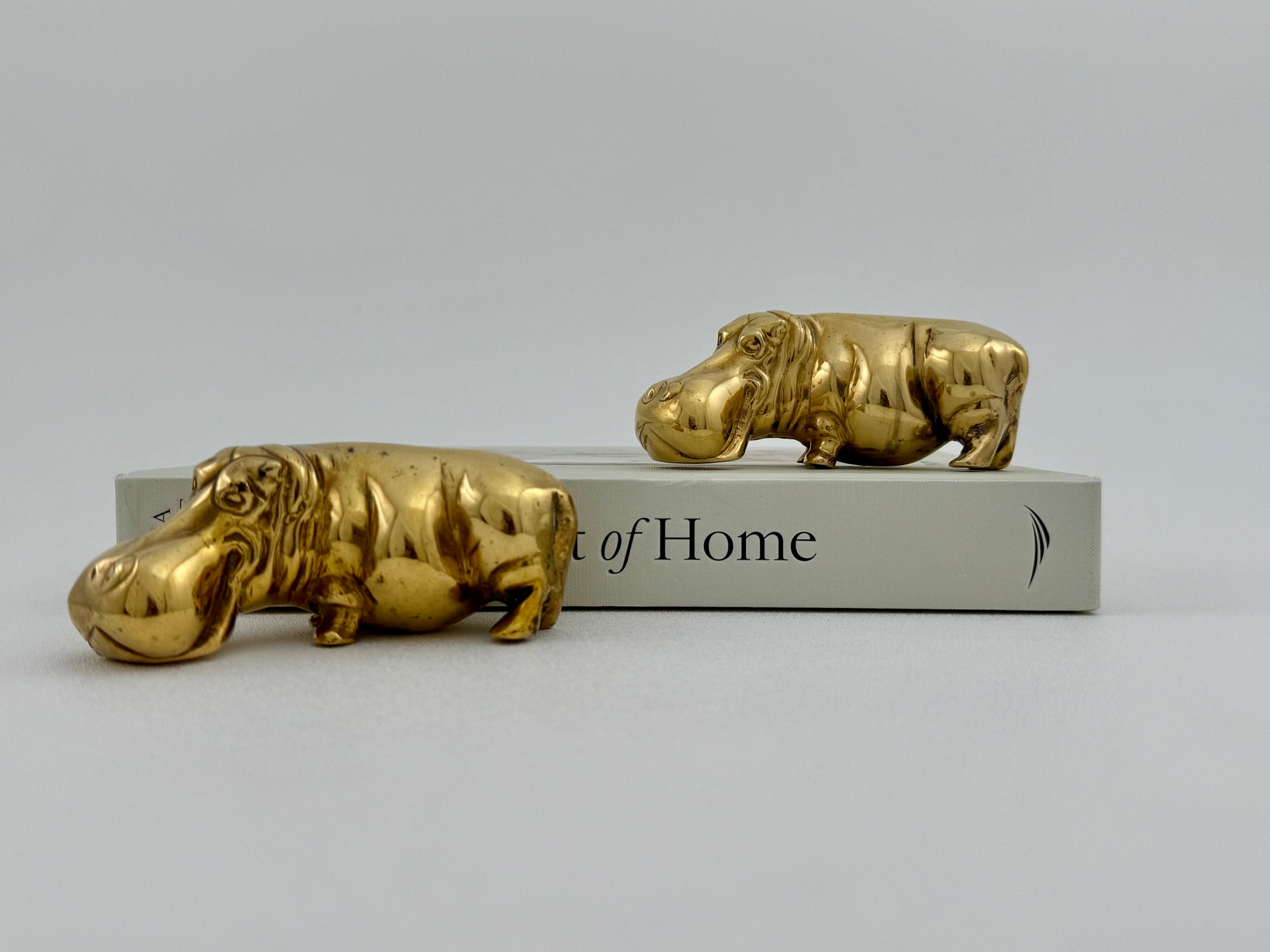 Vintage Brass “House Hippos” – Pair of Brass Figurines