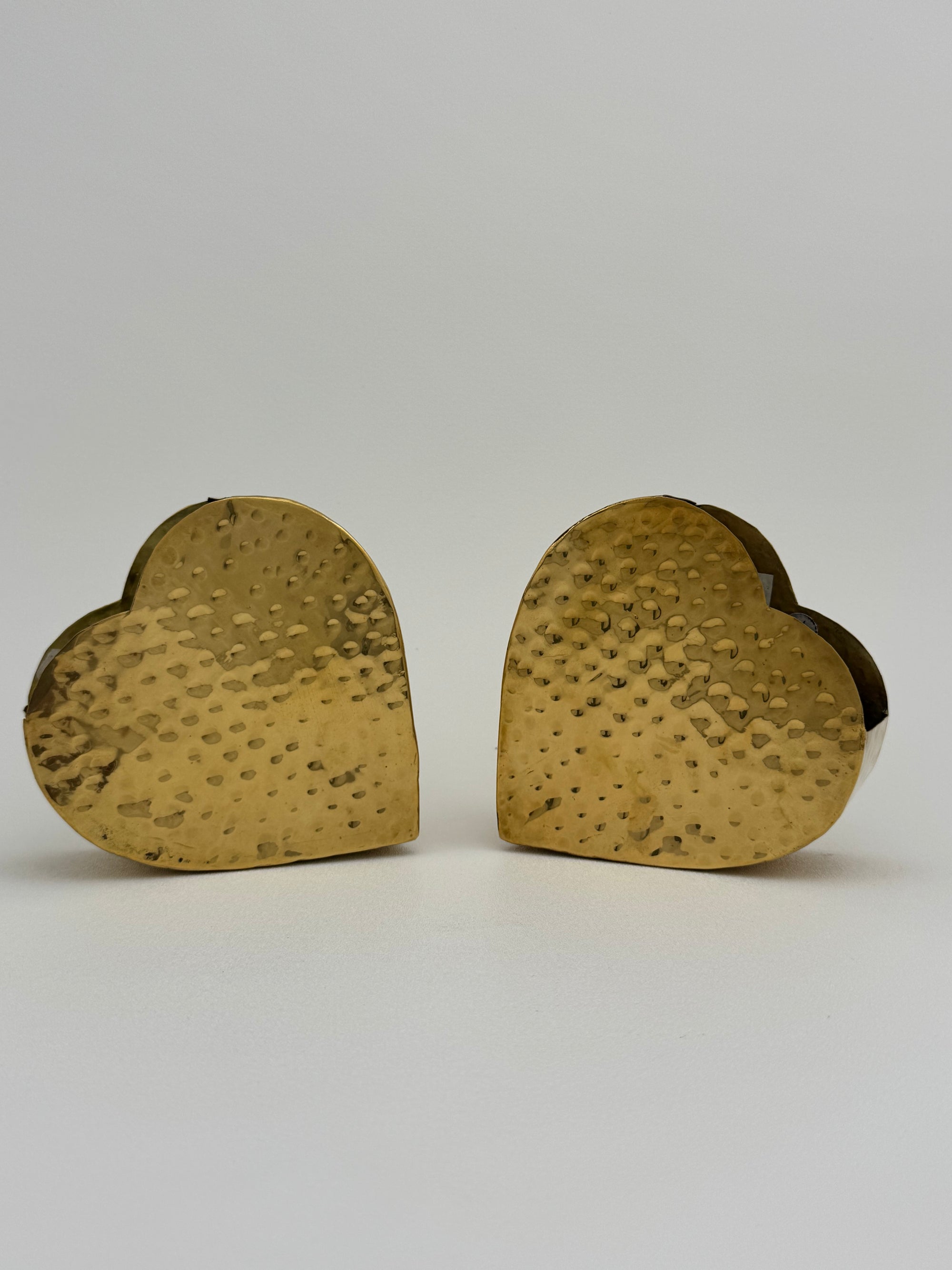 Vintage Brass Hammered Heart Shaped Vases/Planters- A Set of Three by Hosley