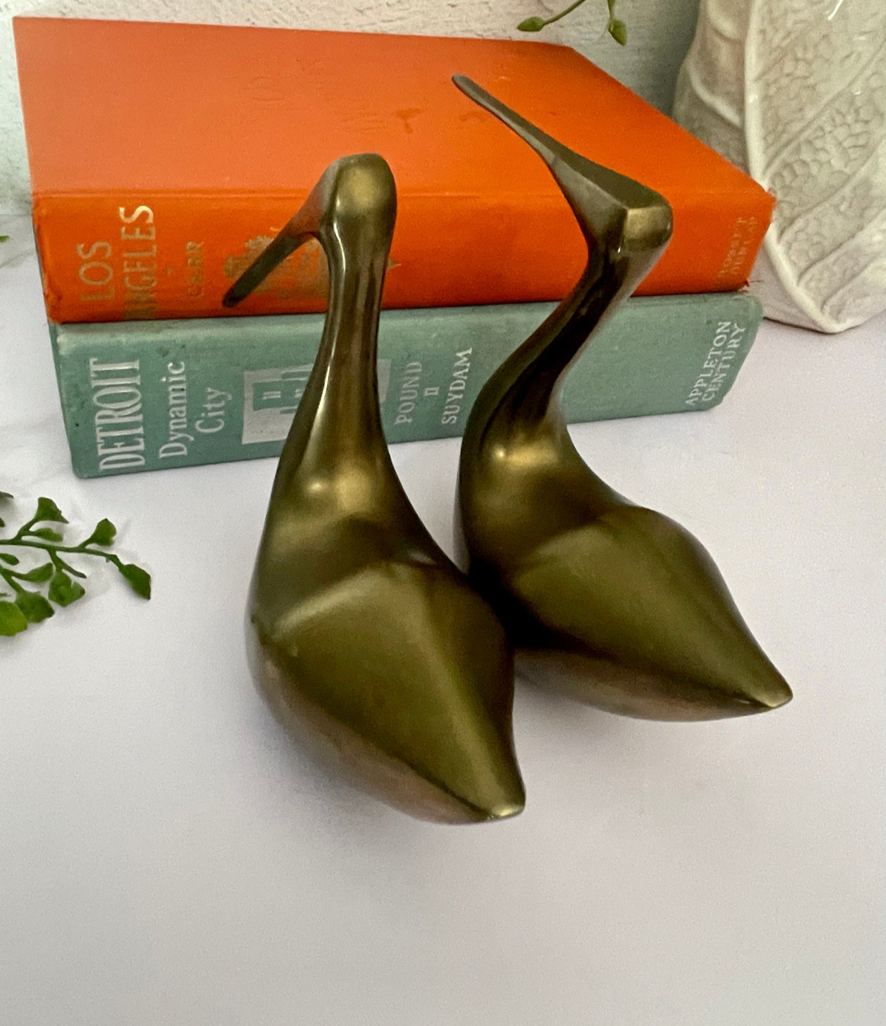 Vintage Brass MCM Sleek Beak Ducks- A Pair