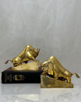 Vintage Brass Charging Bulls-A Pair