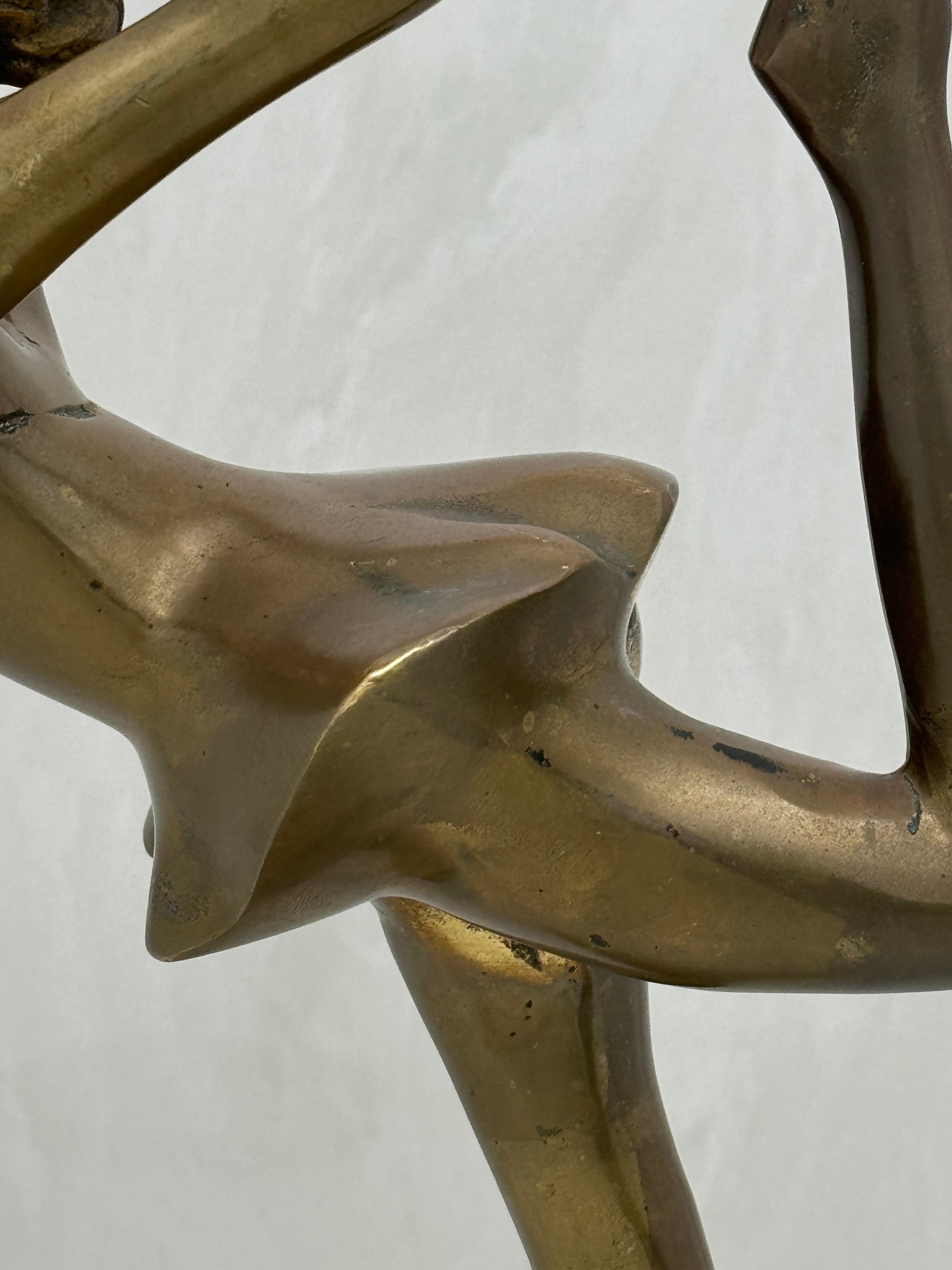 Vintage Brass Ballerina Statue – 12” Tall Mid-Century Ballet Dancer Figurine