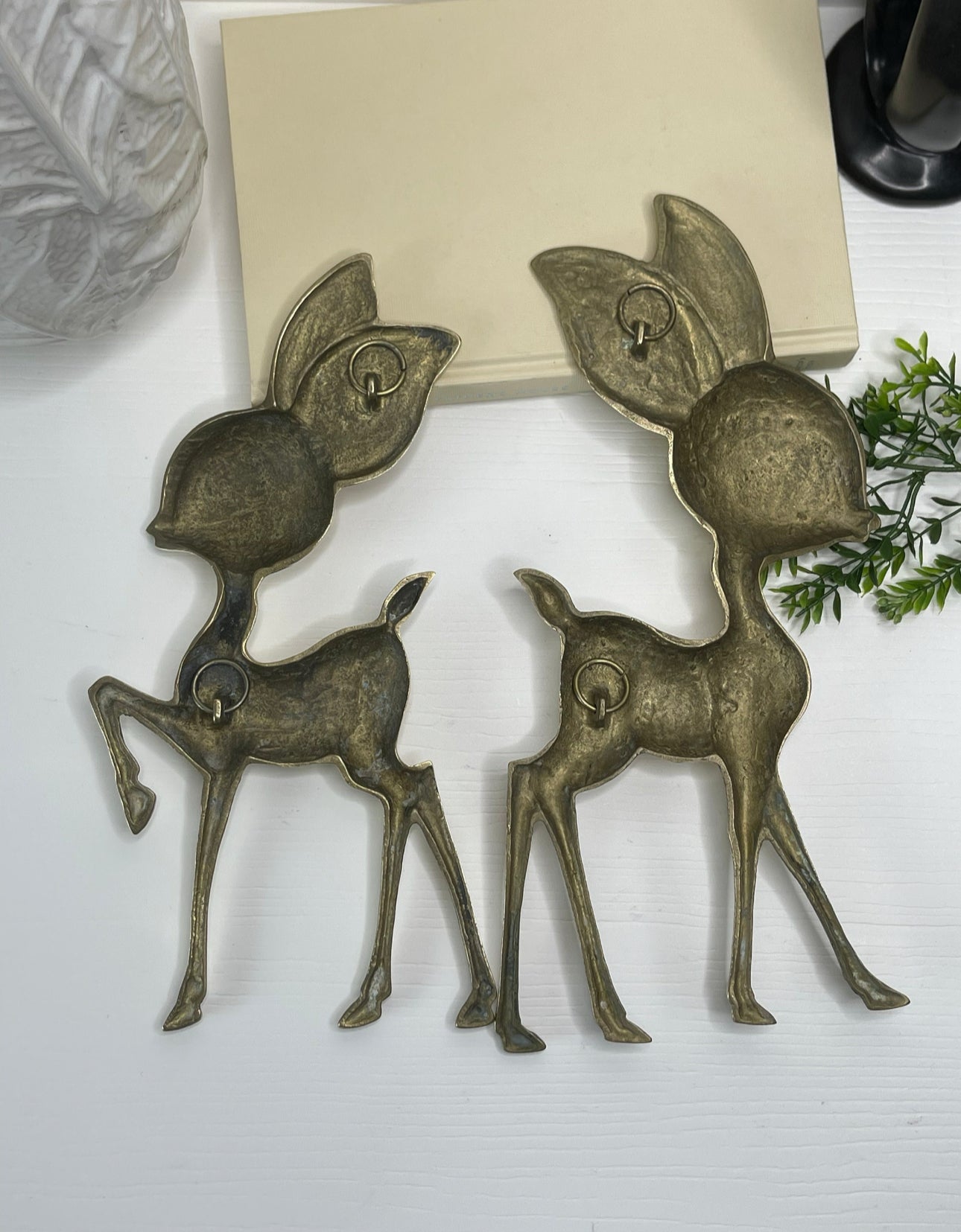 Vintage Brass Deer Wall Decor- A Pair