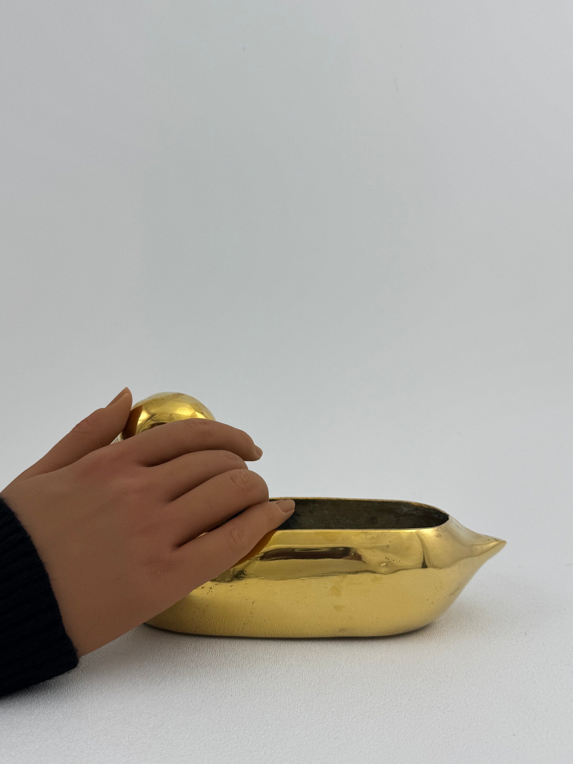 Vintage Brass Duck Stash Pot