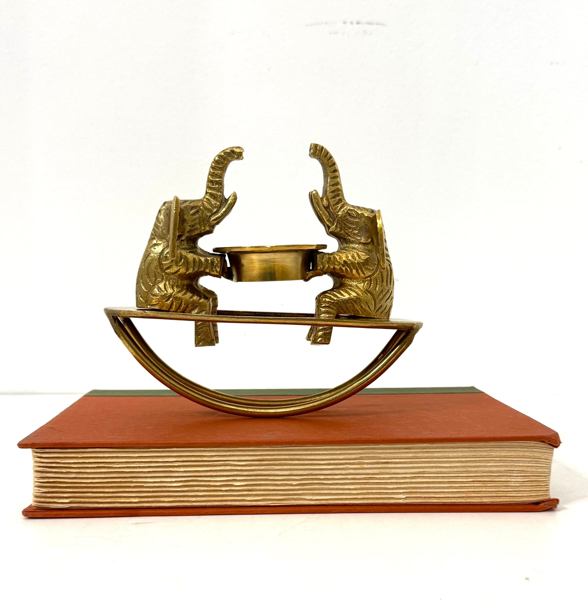 Vintage Brass Elephant See-Saw Candleholder | Whimsical Tealight Holder