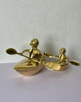 Vintage Brass Duck and Duckling Paddling Boats-A Pair