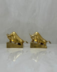 Vintage Brass Charging Bulls-A Pair