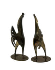 Vintage Mid-Century Modern Brass Rooster Sculptures – Pair, Made in Hong Kong