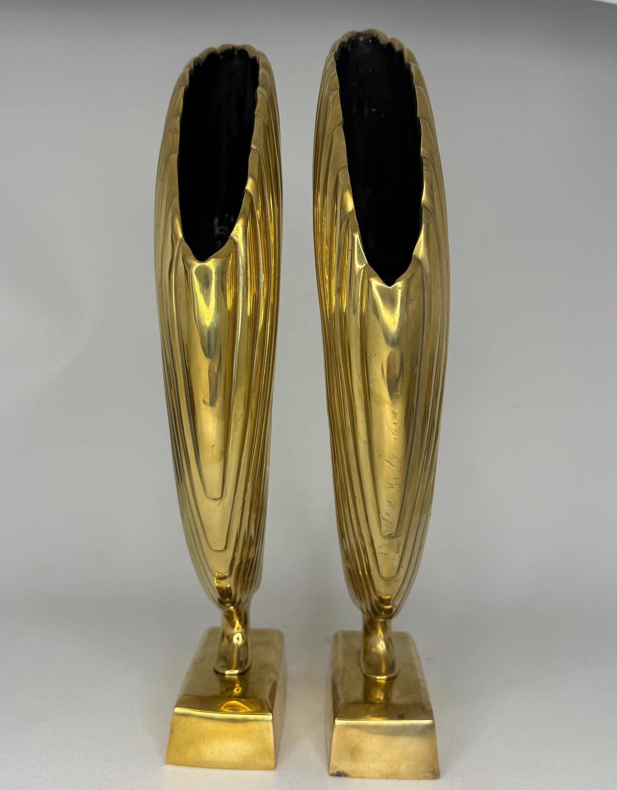 Beautiful Pair of Vintage Mid-Century Brass Peacock Sculpture/Vases-17 Inches