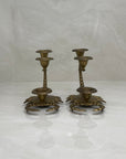 Naturally Aged Vintage Brass Scorpion Candelabras-A Pair