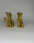 Vintage Brass Swan Vase / Cachepots (6.5”)