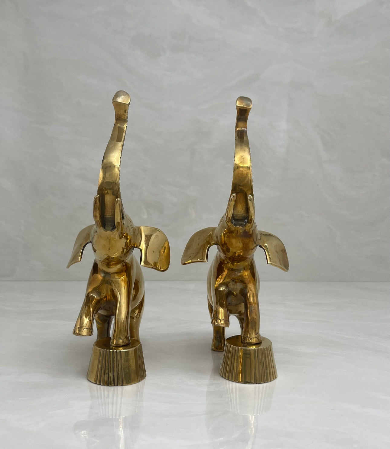 Vintage Brass Circus Elephants- A Pair