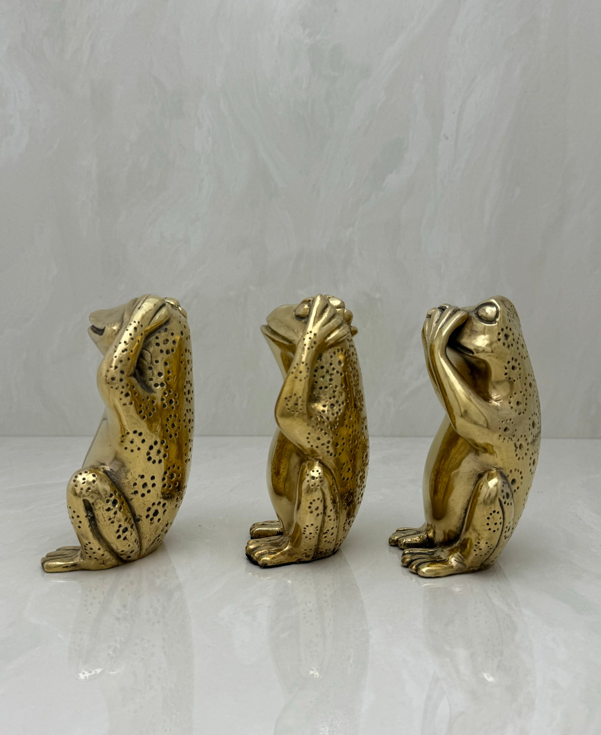 Vintage Morality Frogs Hear, Speak, See No Evil- A Set of Three