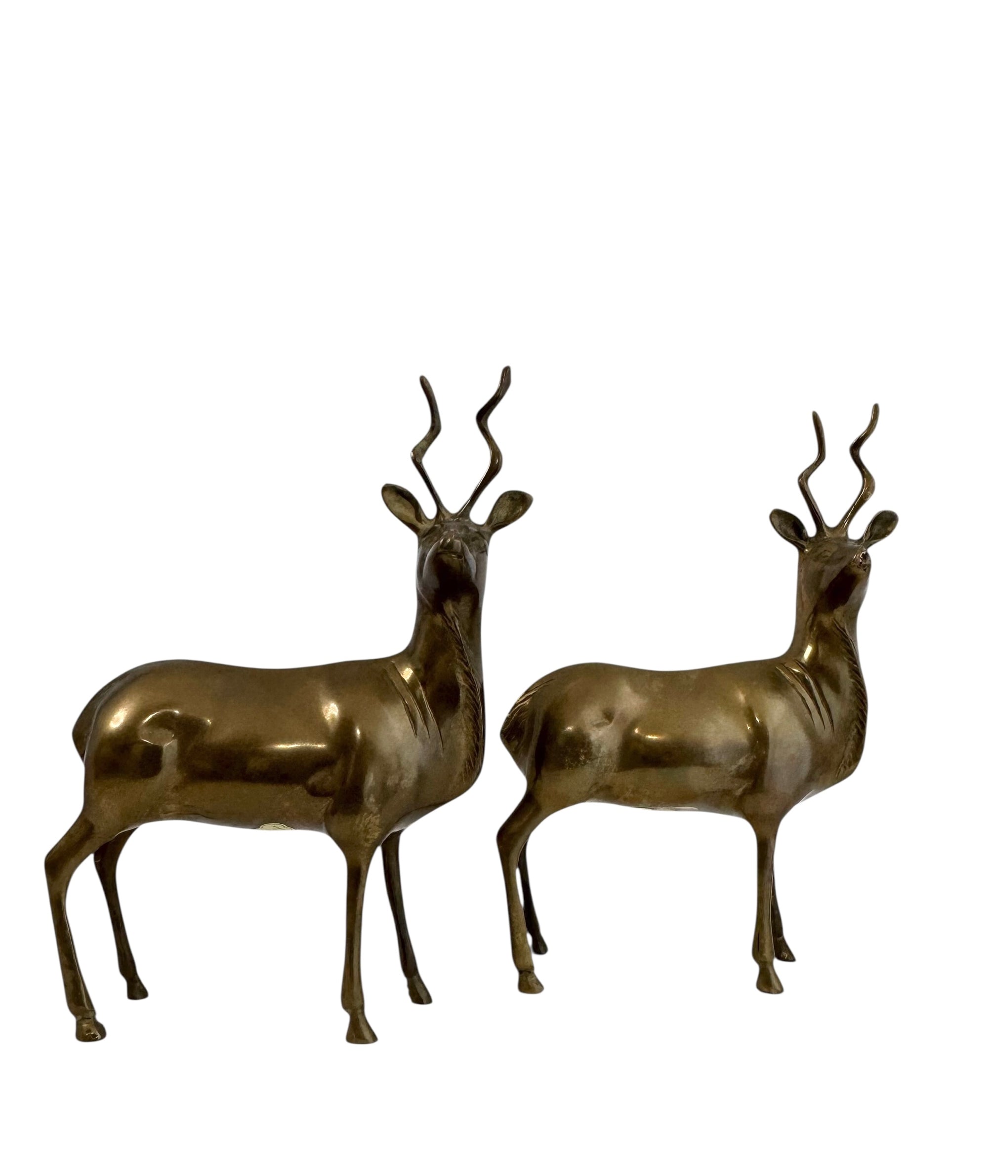 Vintage Brass Kudu Antelope Pair