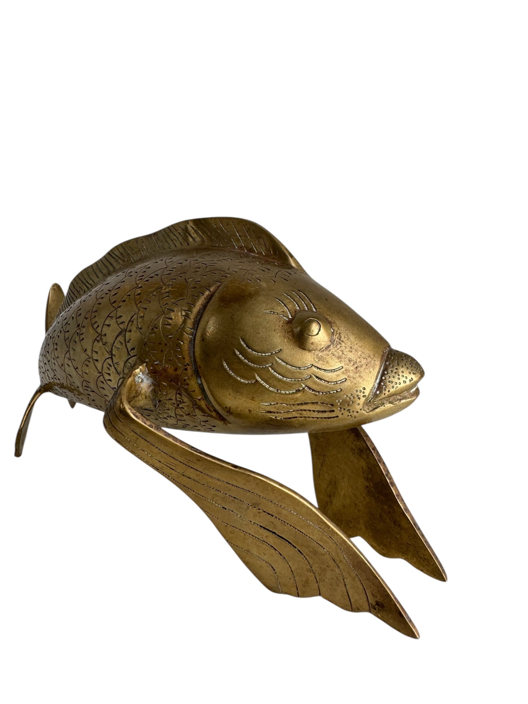 Vintage Brass Koi Fish Sculpture