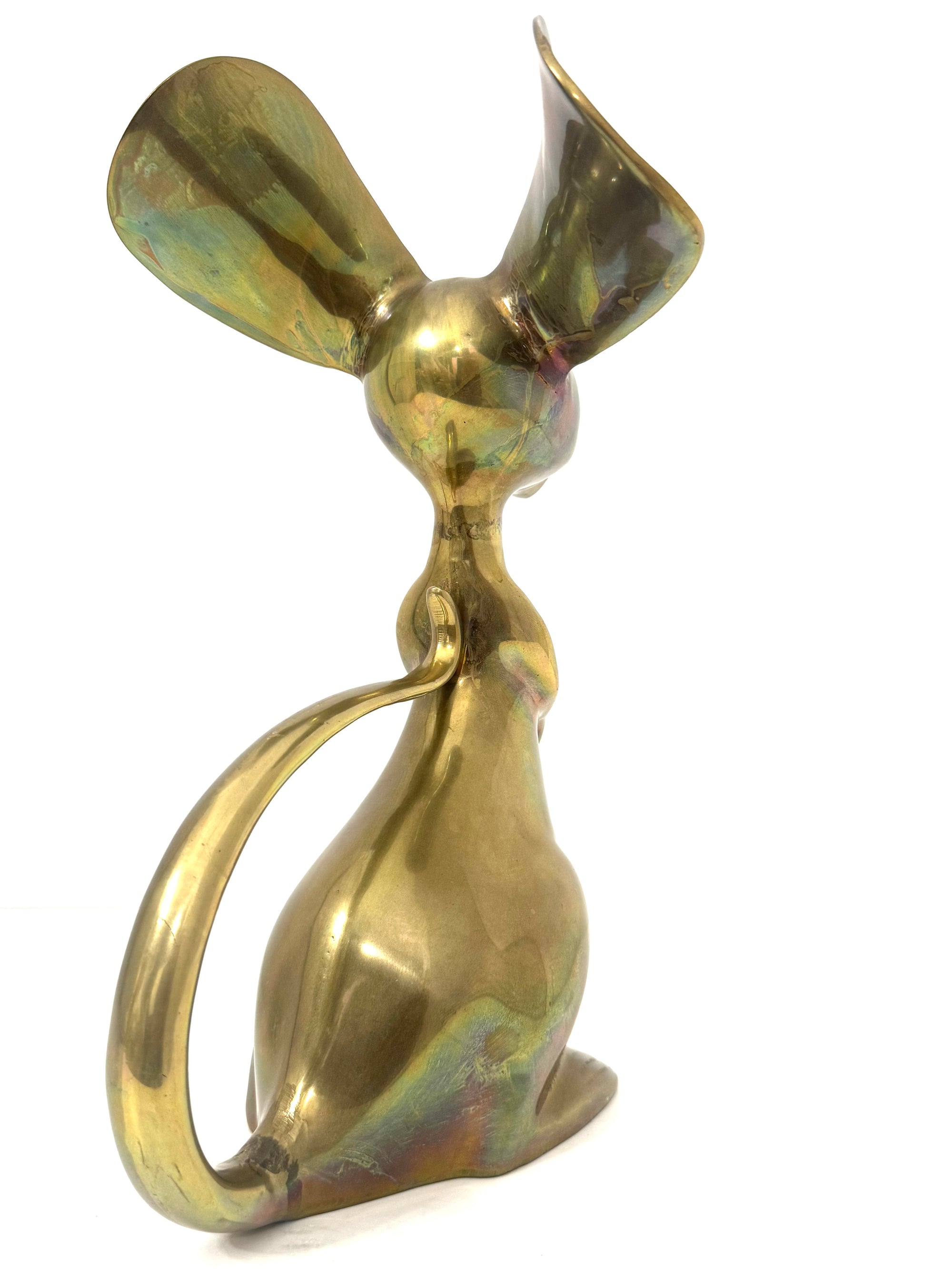 Grand Vintage Mid-Century Modern Brass Mouse Sculpture — Oversized Whimsical Art Accent