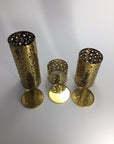Brass Trio Cutout Candleholder Set