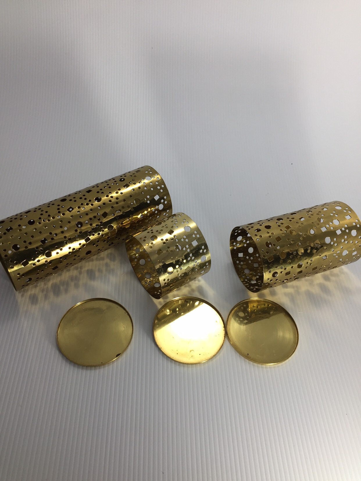 Brass Trio Cutout Candleholder Set