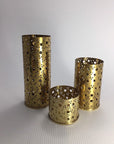 Brass Trio Cutout Candleholder Set