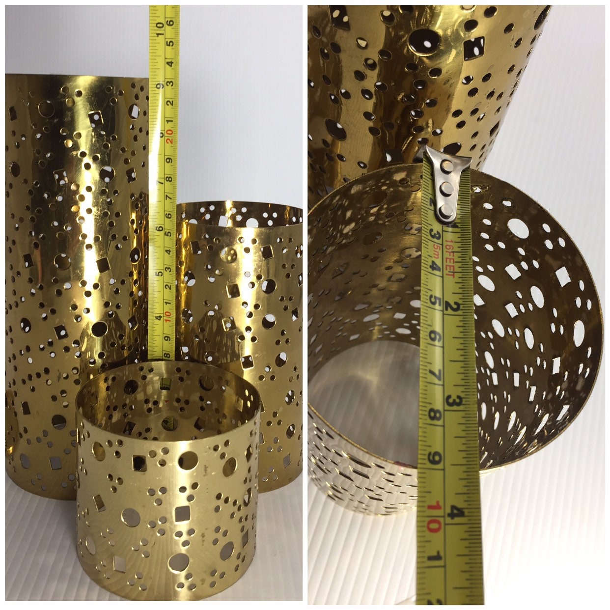 Brass Trio Cutout Candleholder Set