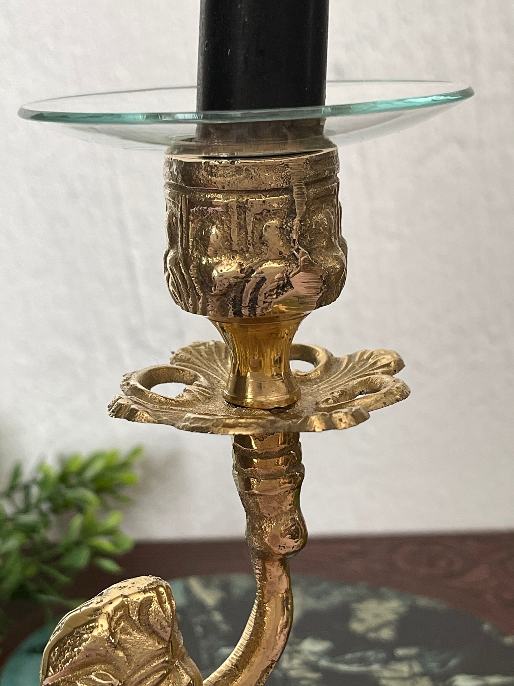 Vintage Brass Cherub Candlestick Holders