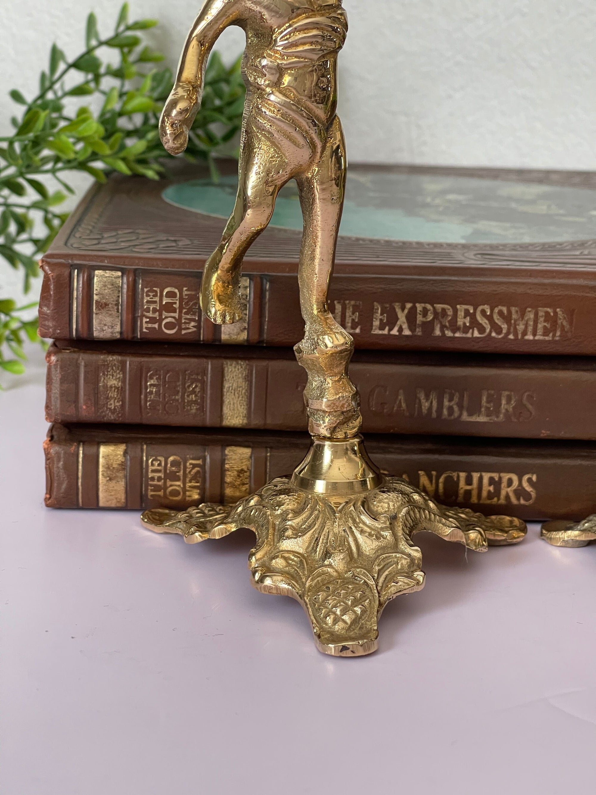 Vintage Brass Cherub Candlestick Holders