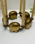 Vintage Brass Elephant Support Circle Thin Candlestick Holders
