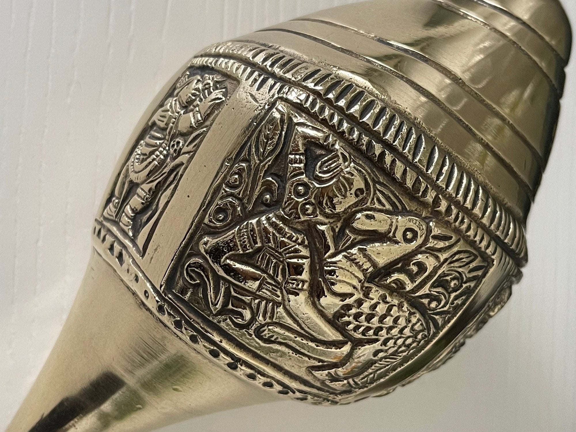 Vintage Brass Shell with Hand Etched Images