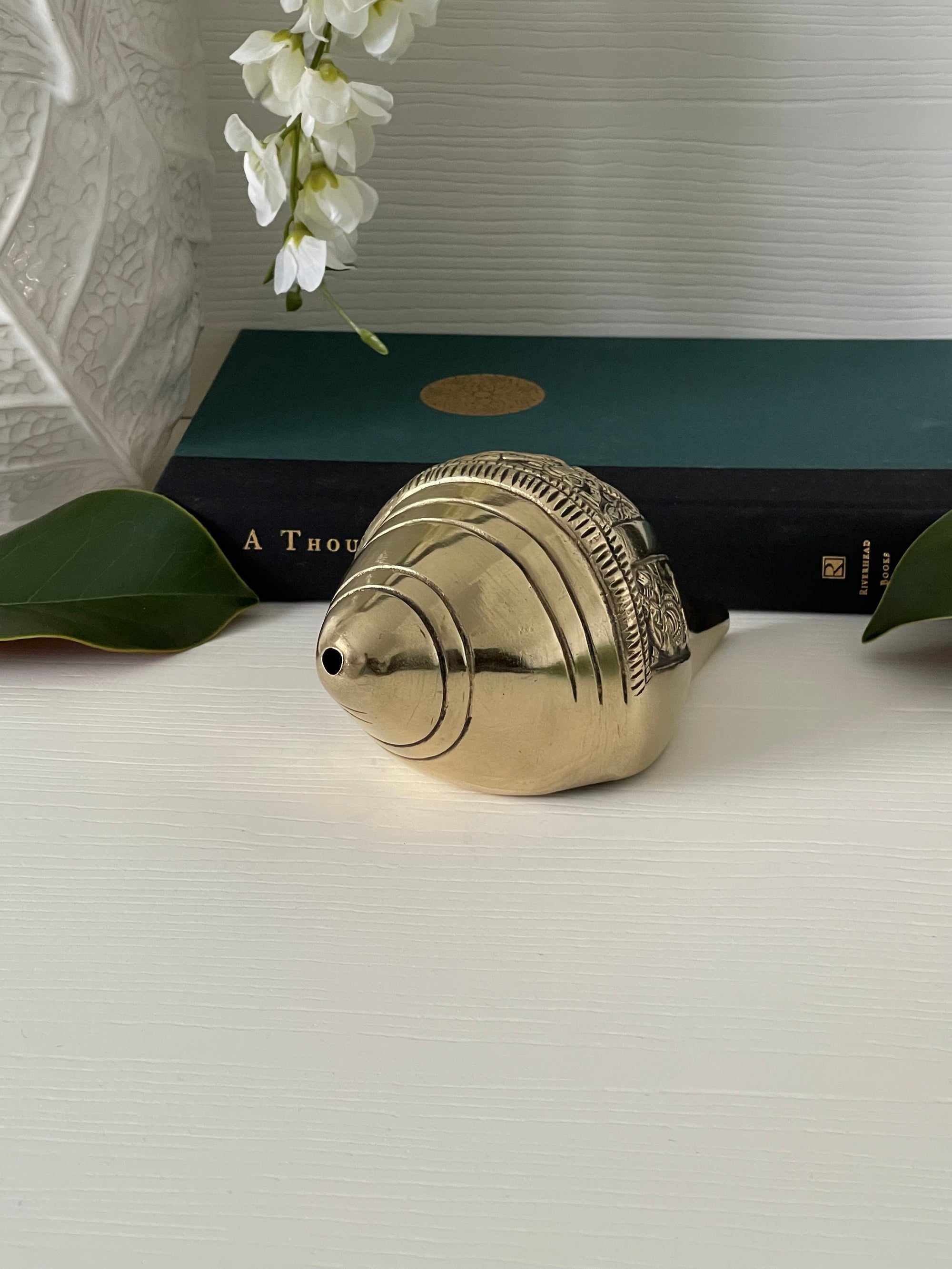Vintage Brass Shell with Hand Etched Images