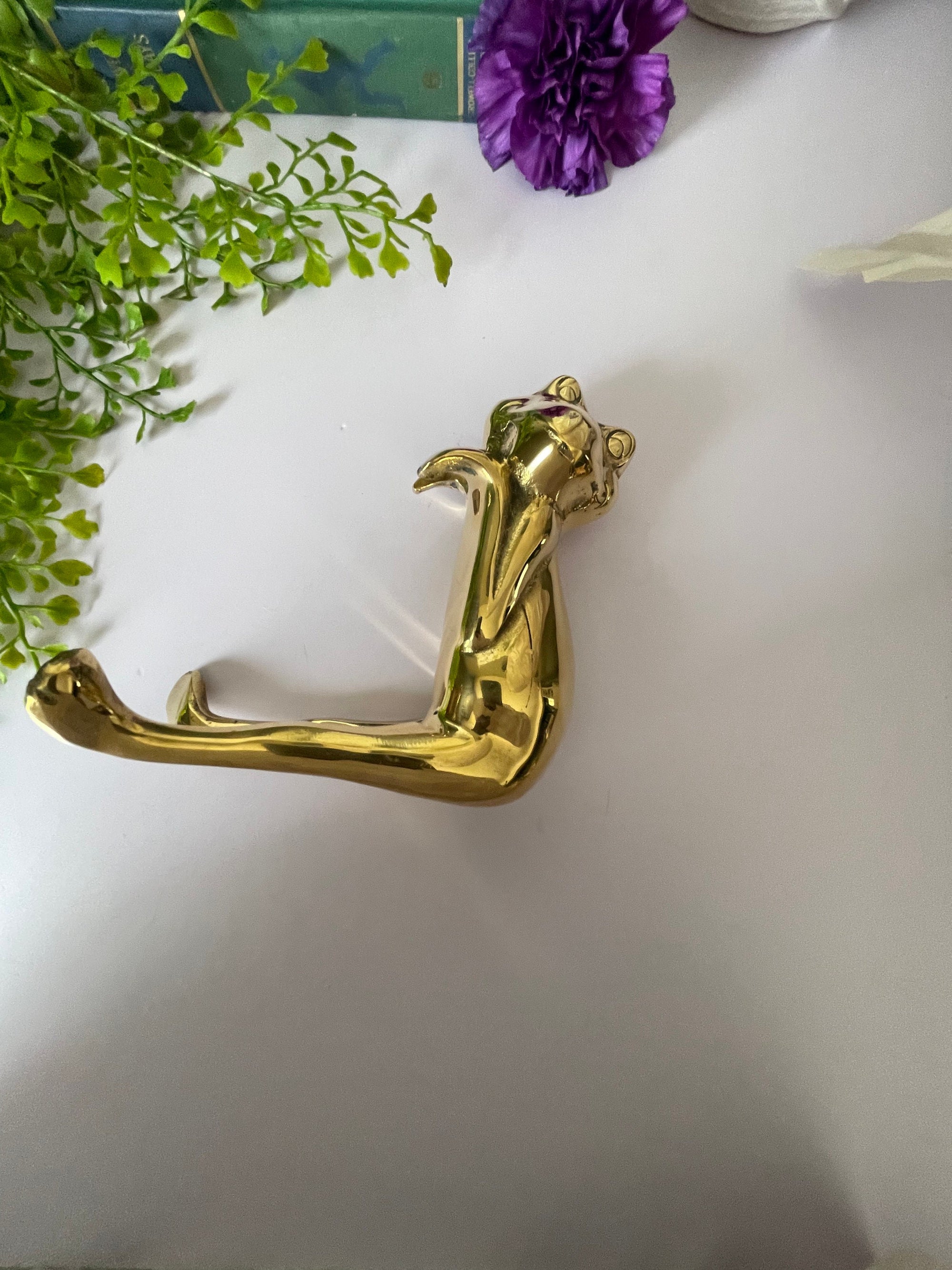 Vintage Brass Frog Plant Hanger