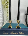 Vintage Brass Small Frog Candlestick Holders