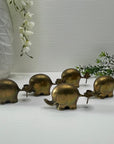 Vintage Brass Elephant Support Circle Thin Candlestick Holders