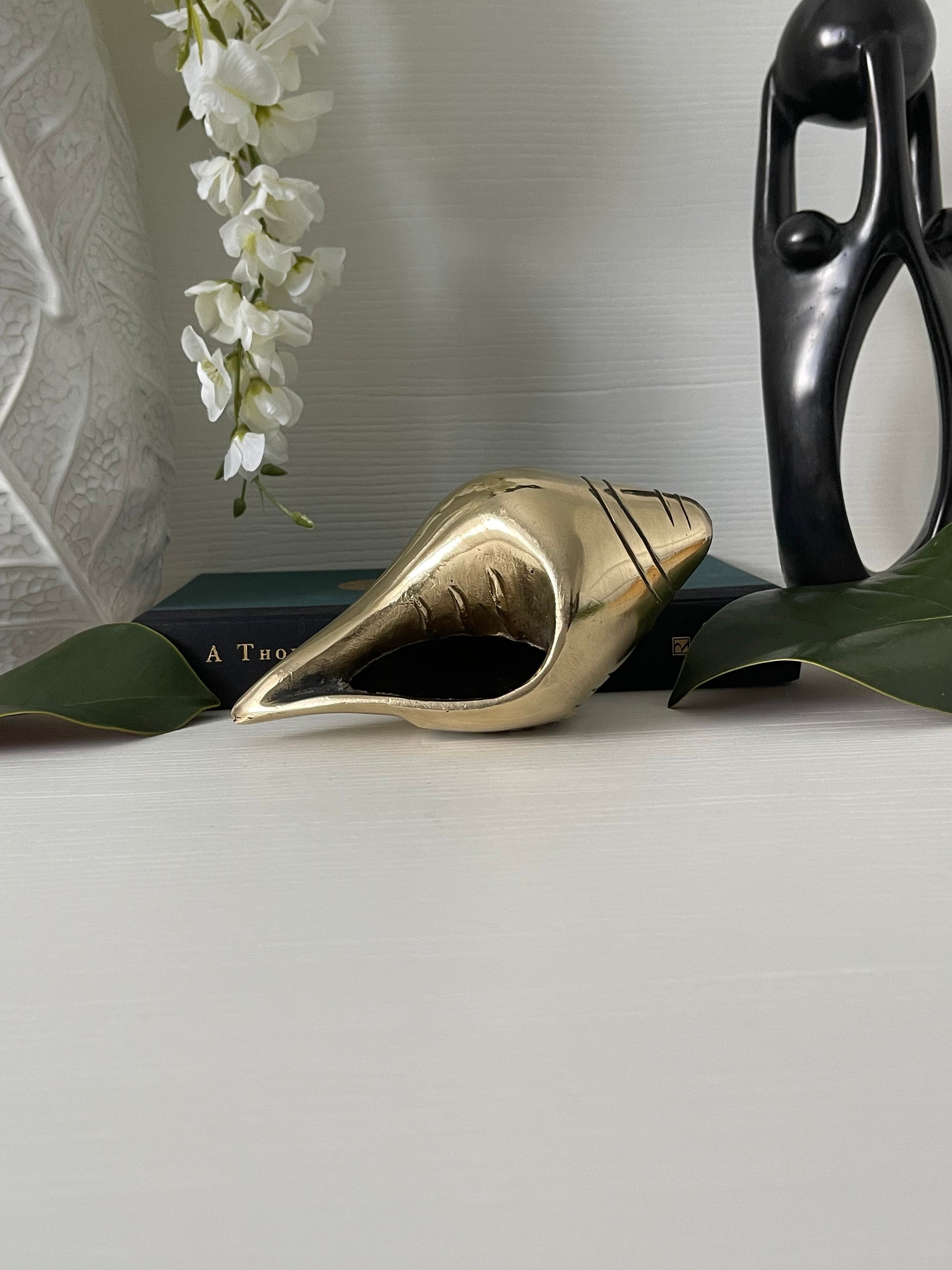 Vintage Brass Shell with Hand Etched Images