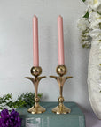 Vintage Brass Tulip Flower Candleholders