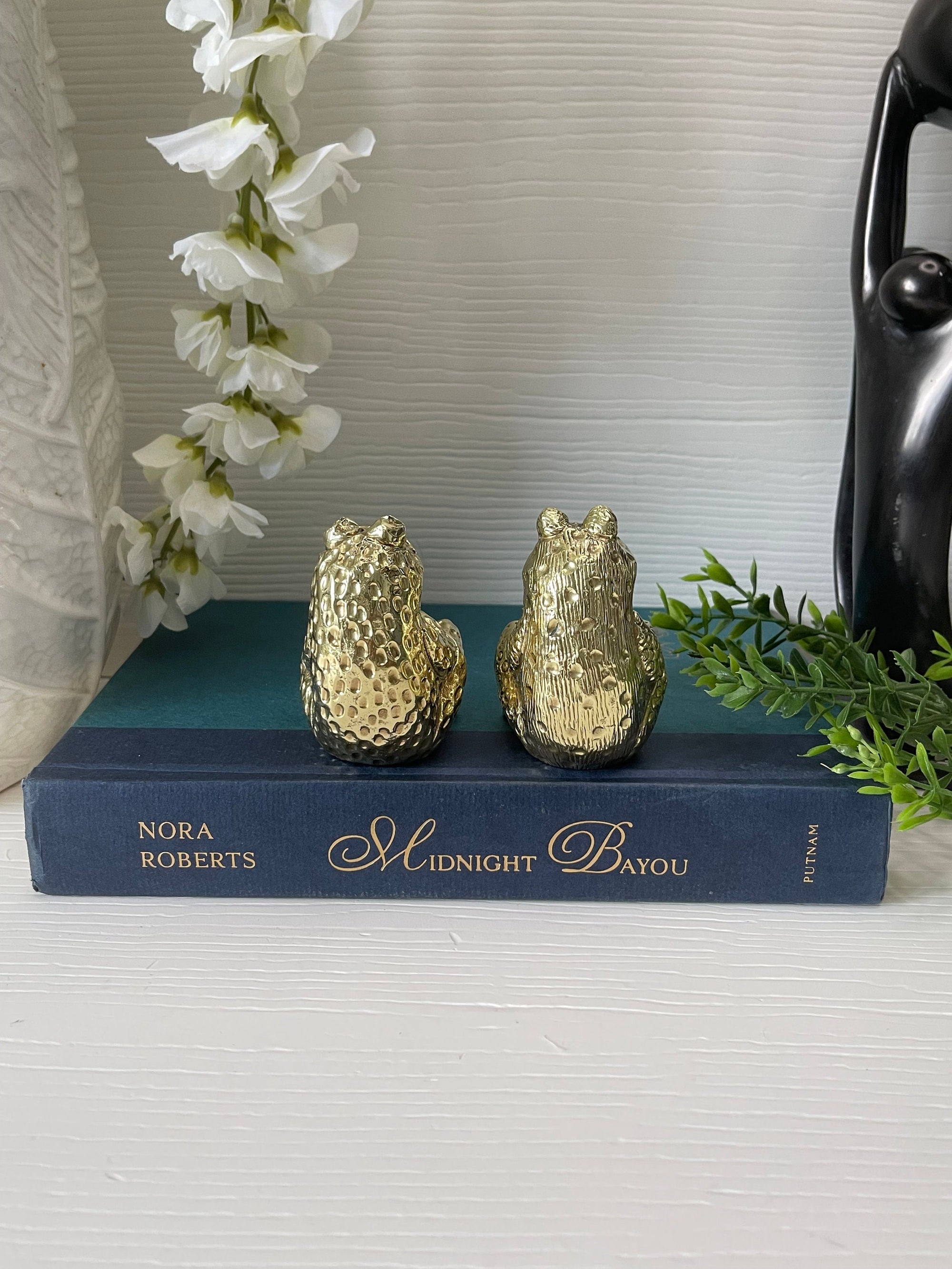 Vintage Brass Frog Pair