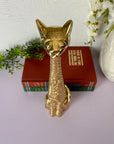 Modern Tall Vintage Brass Hand Etched Cat