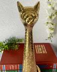 Modern Tall Vintage Brass Hand Etched Cat