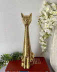 Modern Tall Vintage Brass Hand Etched Cat