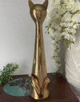 12 inch Tall Vintage Brass Hand Etched Cat