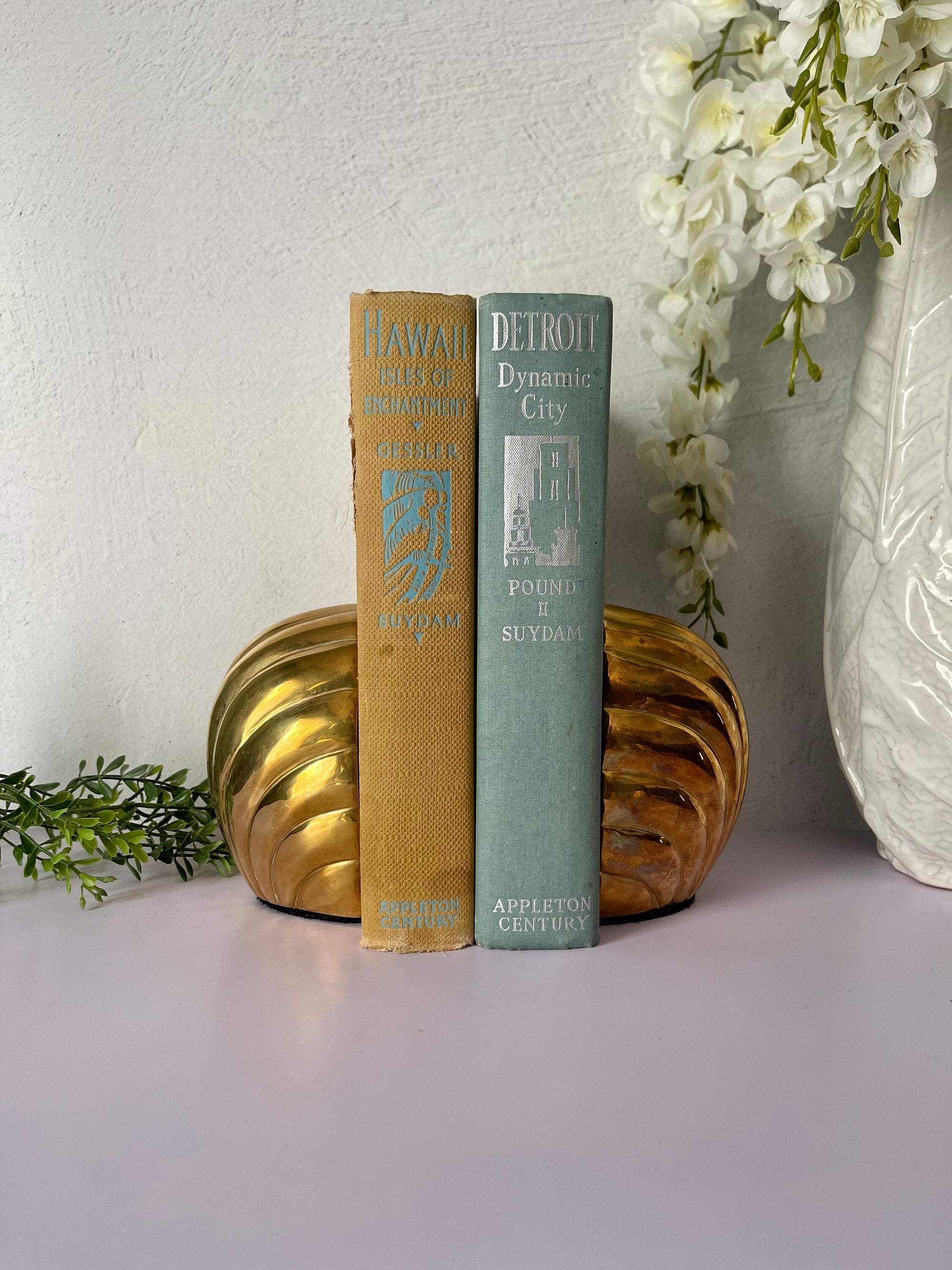 Vintage Brass Shell Bookends