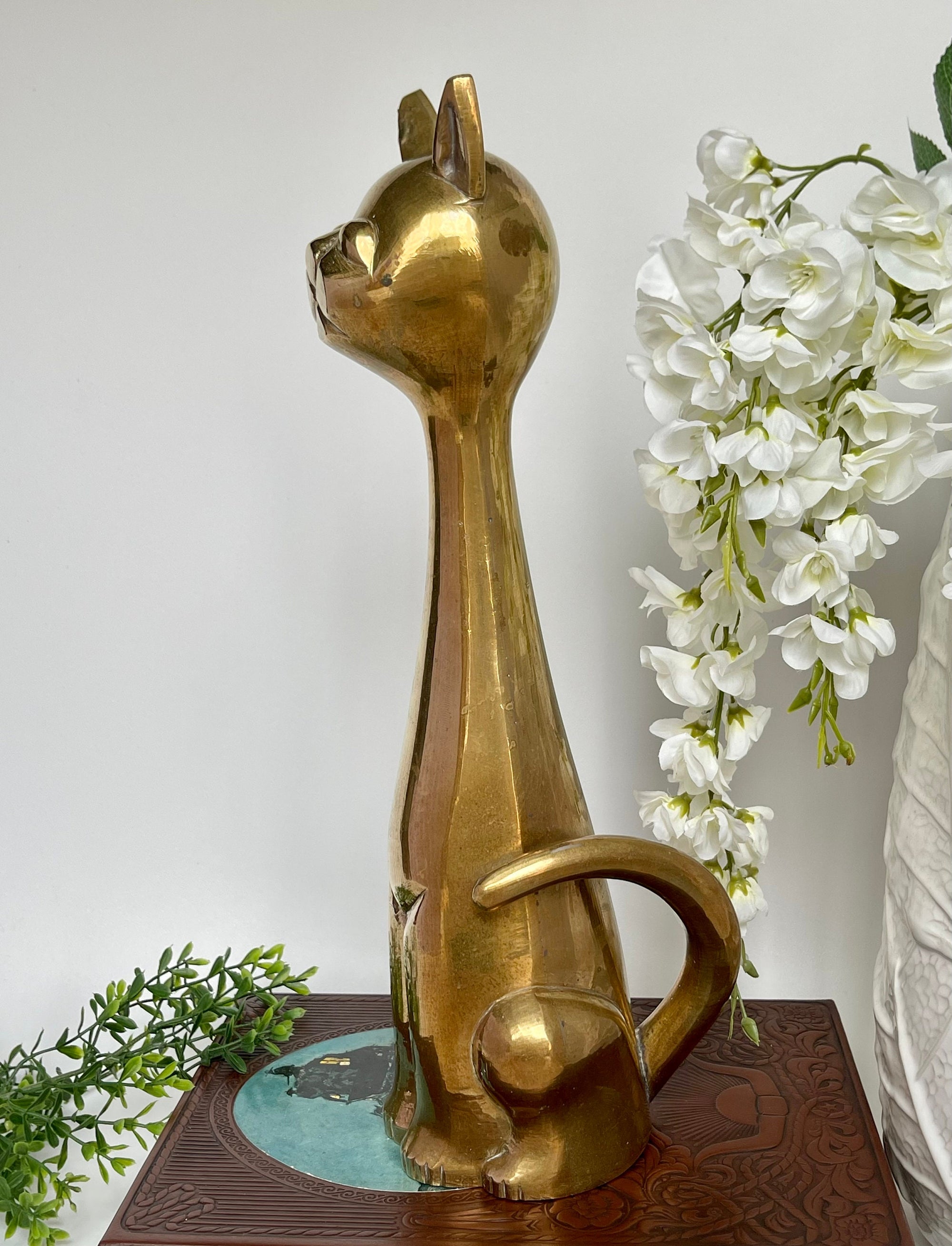Vintage Brass Large Retro Cat